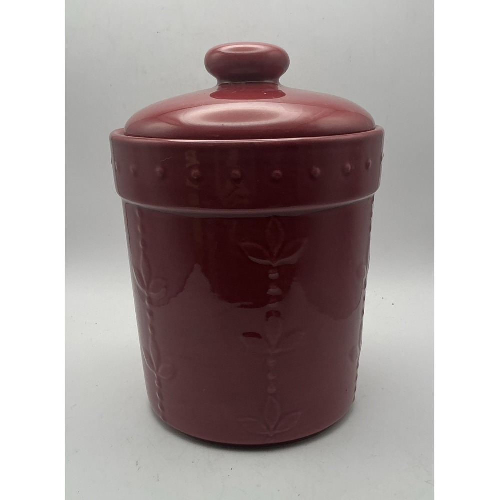 Signature Sorrento Ruby Red Canister Medium Debby Segura 2007 with Lid